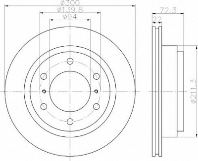 HELLA PAGID 8dd355118651 -  Диск тормозной вентилируемый